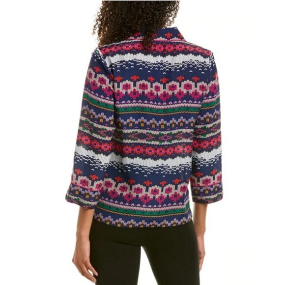 💕TRINA TURK💕 Ira 3 100% Silk Pajama Style Top ~ Fairisle Print Medium M NWT - Picture 8 of 16